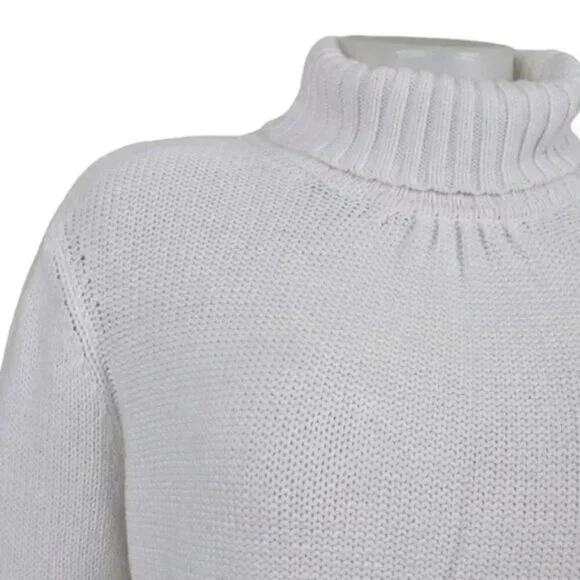 J Jill Turtleneck Knit  Sweater White Long Sleeve Size Medium - Picture 4 of 12